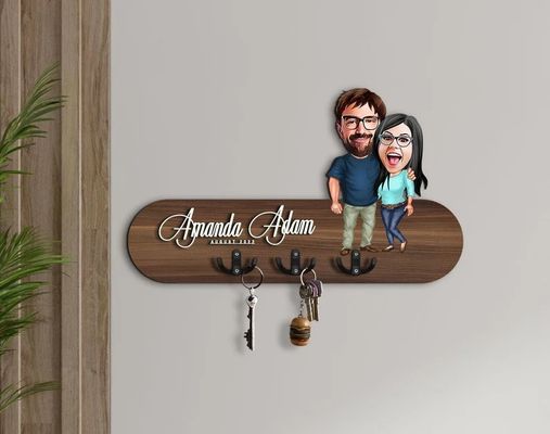 Logo personalizzato Organizzatore di porta chiavi in legno per lo stoccaggio domestico personalizzato