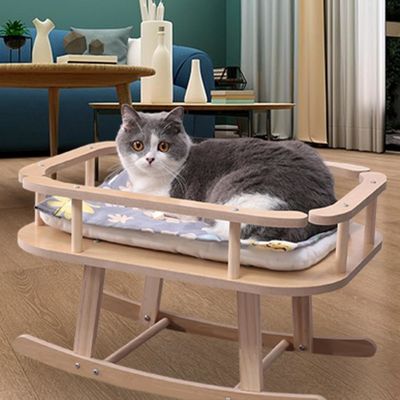 Timber Letto per gatti e cani di legno portatile letto elevato per animali da compagnia sedia a dondolo per il relax