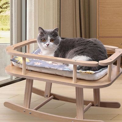 Timber Letto per gatti e cani di legno portatile letto elevato per animali da compagnia sedia a dondolo per il relax