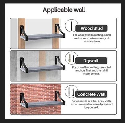 Ripiani galleggianti in legno rustico per la casa di campagna Set di 3 per il ripostiglio in sala da pranzo fino a 55 libbre