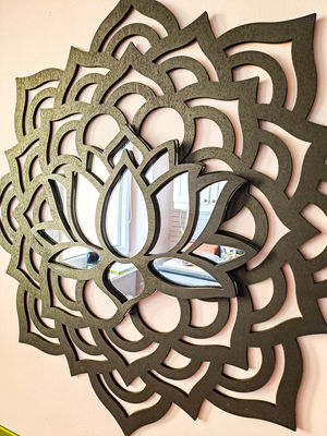 BOHO MANDALA Mural Mirror Fiore di loto Sunburst Yoga Meditazione Decorazione per pareti in legno