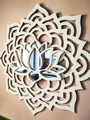 BOHO MANDALA Mural Mirror Fiore di loto Sunburst Yoga Meditazione Decorazione per pareti in legno