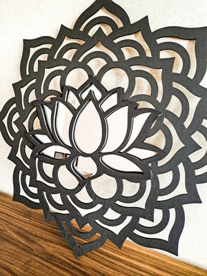 BOHO MANDALA Mural Mirror Fiore di loto Sunburst Yoga Meditazione Decorazione per pareti in legno