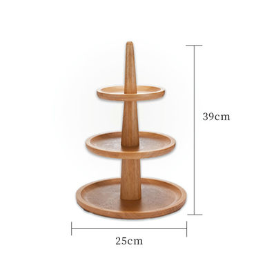 Accettato OEM ODM 25x39cm Oak Wood Biscuit Cake Dessert Stand per l'ora del tè pomeridiano