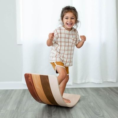 Logo personalizzato Wood Wobble Board Set di 2 per adulti in palestra e surf gioco Montessori