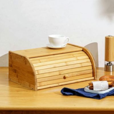 Tenitore di pane da cucina in legno di bambù stampato a vetro di seta con doppio tappo