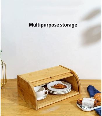Tenitore di pane da cucina in legno di bambù stampato a vetro di seta con doppio tappo