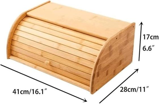 Tenitore di pane da cucina in legno di bambù stampato a vetro di seta con doppio tappo