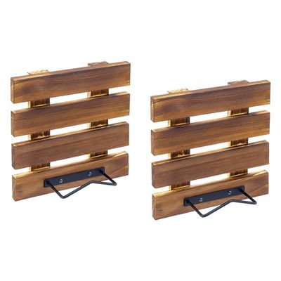 Dimensioni personalizzate Rustico in legno massello bruciato e nero in metallo Wire Wall Mounted Plate Display Rack