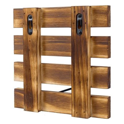 Dimensioni personalizzate Rustico in legno massello bruciato e nero in metallo Wire Wall Mounted Plate Display Rack