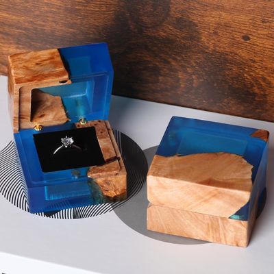 Single Slot Piccola scatola di anello in legno fatta a mano per ordini personalizzati Elegante imballaggio gioielli vintage