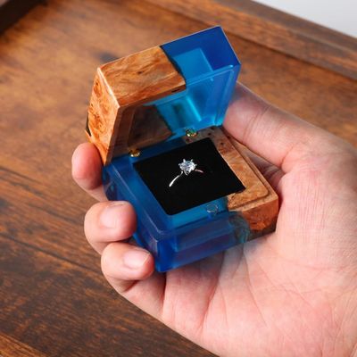 Single Slot Piccola scatola di anello in legno fatta a mano per ordini personalizzati Elegante imballaggio gioielli vintage