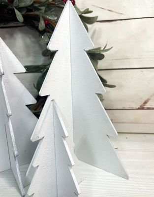 Set in grande quantità di 3 alberi di legno bianco per l'inverno per l'arbre di Natale da OEM
