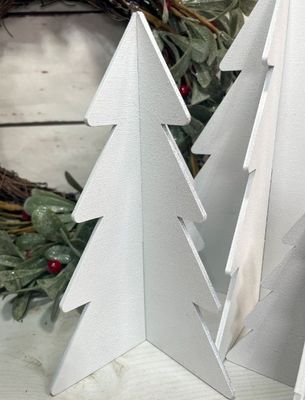 Set in grande quantità di 3 alberi di legno bianco per l'inverno per l'arbre di Natale da OEM