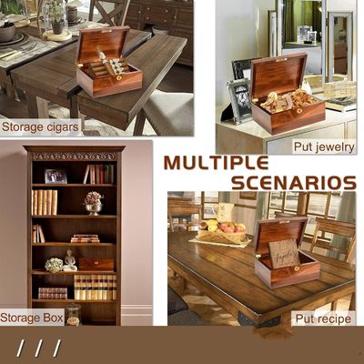 Scatola di stoccaggio in legno massello di acacia artigianale con coperchio a cerniera ideale per l' imballaggio regalo