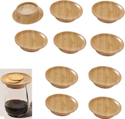 Fai risaltare la tua festa Topper in vetro di vino in legno di bambù per coppe di vino sotto le coppe