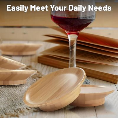 Fai risaltare la tua festa Topper in vetro di vino in legno di bambù per coppe di vino sotto le coppe