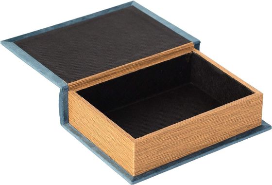 Scatola di stoccaggio di oggetti di prima necessità in legno in forma di libro decorativo a mano con stampa a schermo/bruciato