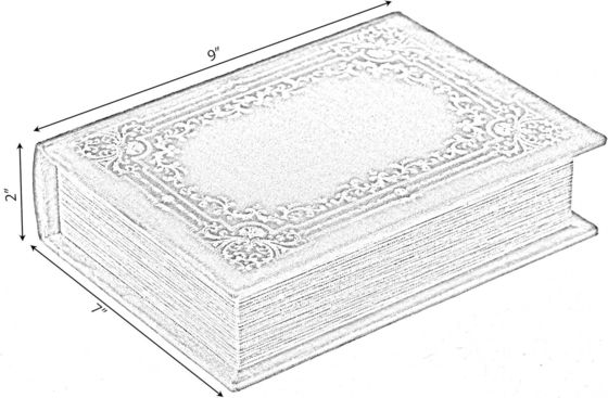 Scatola di stoccaggio di oggetti di prima necessità in legno in forma di libro decorativo a mano con stampa a schermo/bruciato