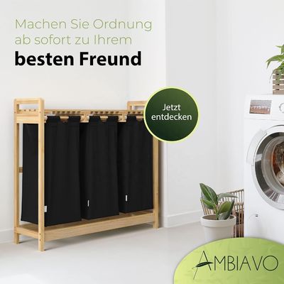 Cesto di biancheria in bambù fatto a mano da 24x13x22 cm con sacchetti scorrevoli rimovibili