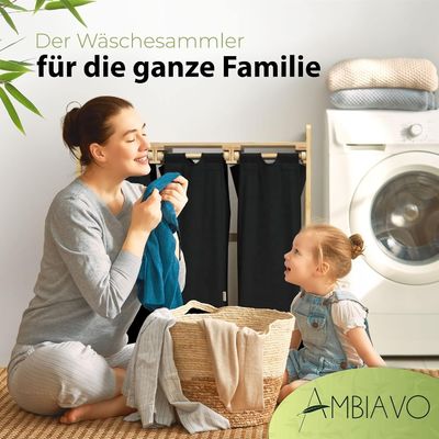 Cesto di biancheria in bambù fatto a mano da 24x13x22 cm con sacchetti scorrevoli rimovibili