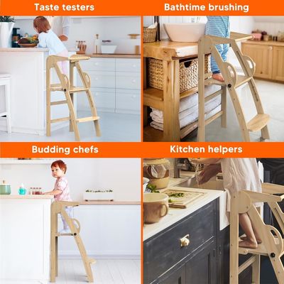 Logo personalizzato accettabile in legno cucina passo sgabello aiuto torre in piedi per bambini piccoli