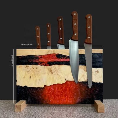 Ordine personalizzato Legno Epoxide Resina Magnetico Coltello Set Blocco Stand Portacoltello Universale