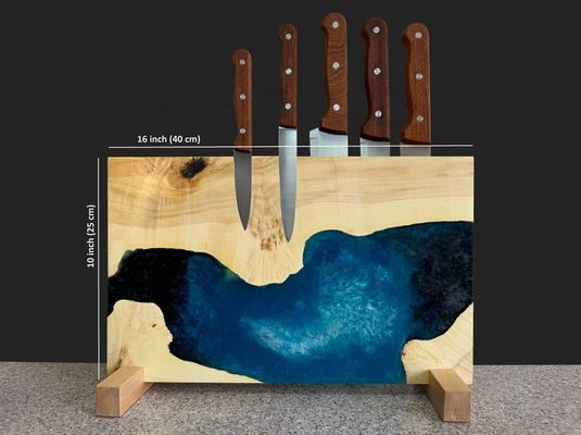 Ordine personalizzato Legno Epoxide Resina Magnetico Coltello Set Blocco Stand Portacoltello Universale