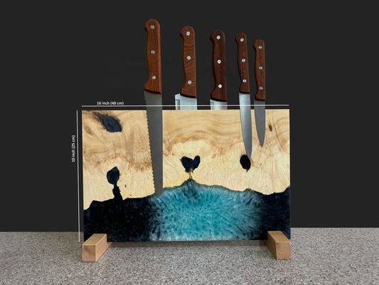 Ordine personalizzato Legno Epoxide Resina Magnetico Coltello Set Blocco Stand Portacoltello Universale