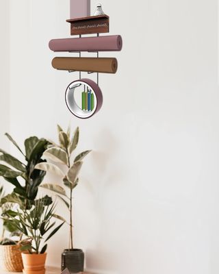 Ripiani galleggianti in legno porta tappeto yoga montato a parete per attrezzature per palestra a casa e NO piegato