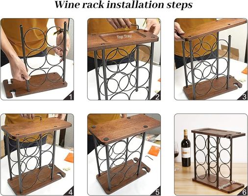 Scatola di vino in legno in rilievo con vassoio realizzato a mano contiene 6 bottiglie e 2 bicchieri