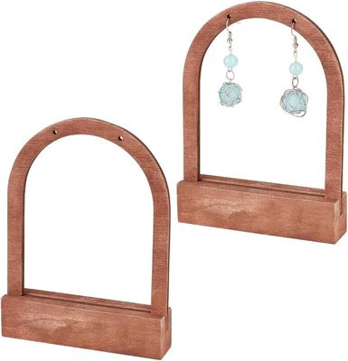Ordine su misura Accettabile In legno Arco in forma di orecchino Display Stand con base di cocco