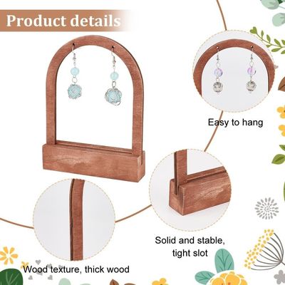 Ordine su misura Accettabile In legno Arco in forma di orecchino Display Stand con base di cocco