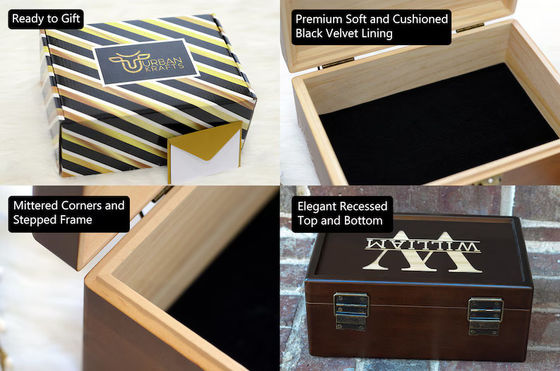 6.2*6.2*4.48 Scatola di legno personalizzata Vase da tavola Scatola di souvenir per il 5° anniversario