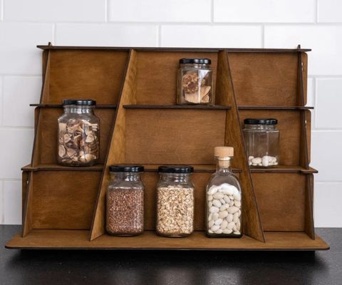 Stand per gioielli in legno caldo a 3 livelli con disegno di stampa su tela di seta personalizzato