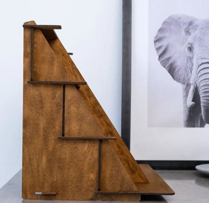 Stand per gioielli in legno caldo a 3 livelli con disegno di stampa su tela di seta personalizzato