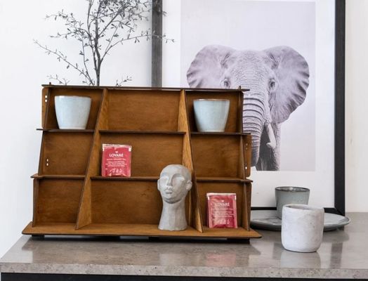 Stand per gioielli in legno caldo a 3 livelli con disegno di stampa su tela di seta personalizzato