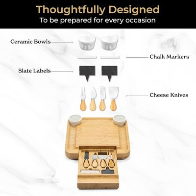 Personalizzazioni in bambù di colore naturale Cheese Board And Knife Set Charcuterie Boards Gift Set