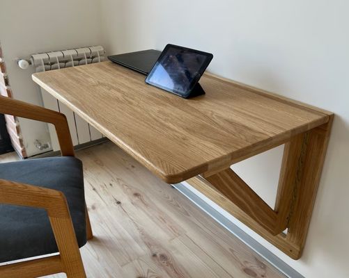 202407 Scrivania muraria in quercia Scrivania pieghevole per ufficio ufficio Edificio di stampa bruciato