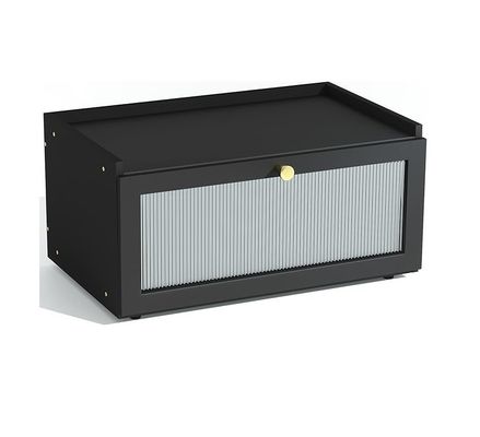 Pacchetto regalo 2 strati grande cassetta di pane di bambù nero di legno contenitore di pane con finestra