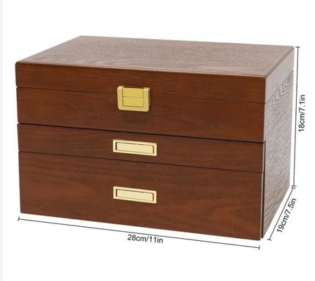 3 livelli manifatto cristallo lucchetto gioielleria organizzatore caso per orecchini anelli collana orologio