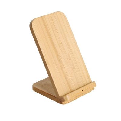 Custom Color Legno Naturale Bambù Ricarica wireless 10W Telefono Stand con imballaggio della posta