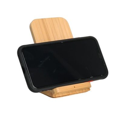 Custom Color Legno Naturale Bambù Ricarica wireless 10W Telefono Stand con imballaggio della posta