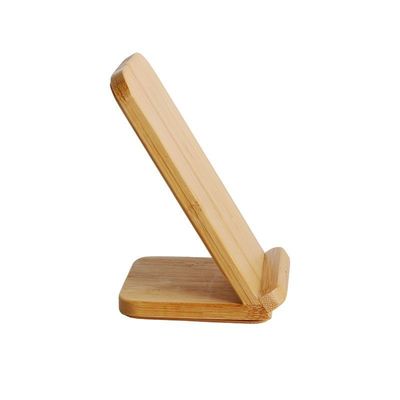 Custom Color Legno Naturale Bambù Ricarica wireless 10W Telefono Stand con imballaggio della posta