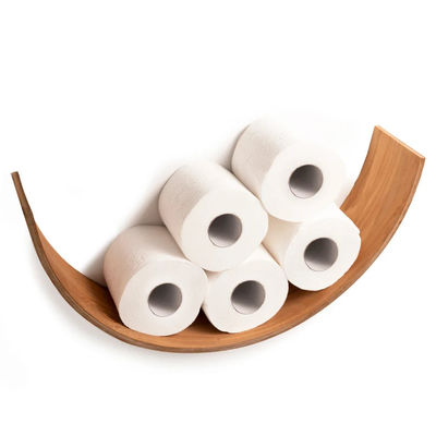 Portante per carta igienica Mensola di legno WC Rollo di quercia Ripostiglio di parete Montatura galleggiante Rulli in fiamme