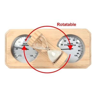 Moderno design 3 in 1 termometro e iggrometro da sauna in legno con timer di sabbia da 15 minuti