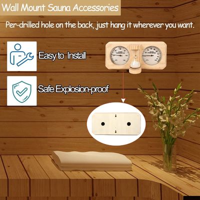 Moderno design 3 in 1 termometro e iggrometro da sauna in legno con timer di sabbia da 15 minuti