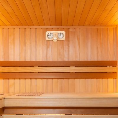 Moderno design 3 in 1 termometro e iggrometro da sauna in legno con timer di sabbia da 15 minuti