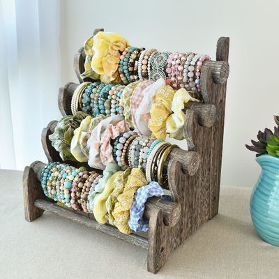 In legno 4 livelli di gioielli braccialetto Display Stand Organizzatore Portatore Home Storage 12 W x 9 D x 14 H
