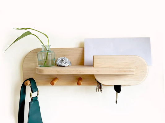 Organizzatore di ingresso del soggiorno montato sul muro scaffaletto per cappotti con porta chiavi con logo personalizzato